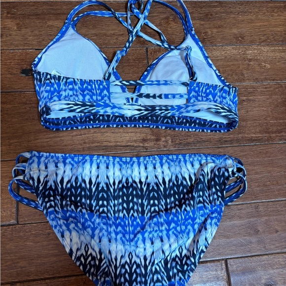 Athleta Blue Patterned Women's Bikini Set sz M - Picture 3 of 4
